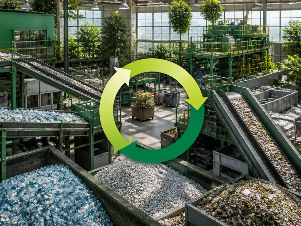 Cirkulärt flöde av råmaterial och återvunna produkter i en grön industriell anläggning