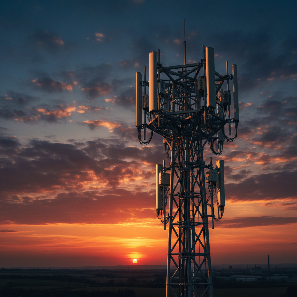 5G-torn mot dramatisk himmel